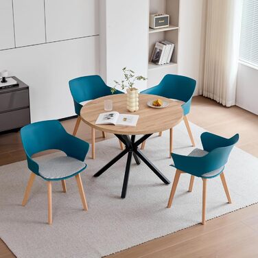 Набір з 8 кухонних стільців GrandCA HOME з масивних дерев'яних ніжок, оббивка, зелений (Lago Blu-n)