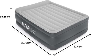 Надувний матрац SleepLux Dream Luxus подвійний з вбудованим насосом, 45.7 см, високий, для гостей, кемпінгу, дому