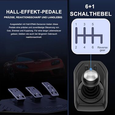 Ігровий кермо PXN V9 з педалями та перемикачем для ПК, Xbox, PS4/PS3 - 270/900°, вібрація, налаштування