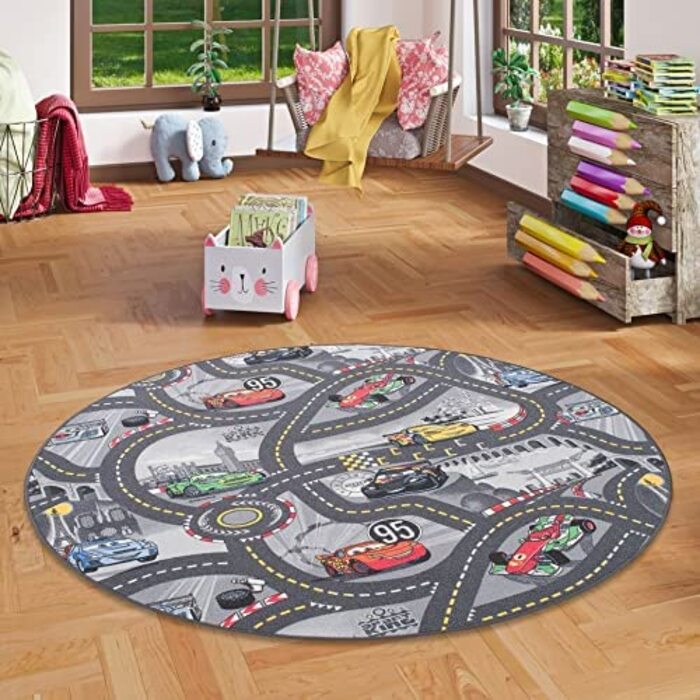 Дитячий килимок Snapstyle Disney Cars сірий круглий, 7 розмірів, 133 см