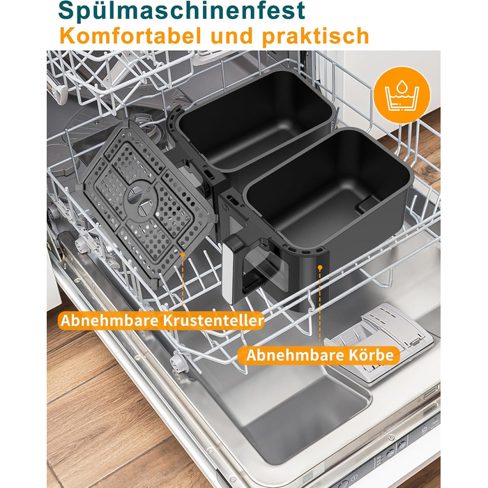 Подвійна фритюрниця без олії з 2 камерами, 10л, 8-в-1, сенсорний екран, таймер, XXL