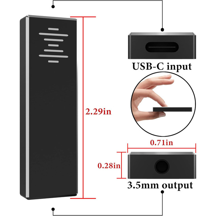 Підсилювач для навушників/ЦАП Geekria SJC01 з USB/Type-C, вихід 3,5 мм, сумісність з 384K/32Bit Hi-Res