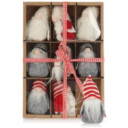 Підвіска Санта-Клауса com-four 9 шт. преміум-класу для різдвяної ялинки, підвіска з чарівними фігурками ялинки у вигляді підвіски на дереві, різдвяні прикраси (дизайн 70-білий сірий червоний)