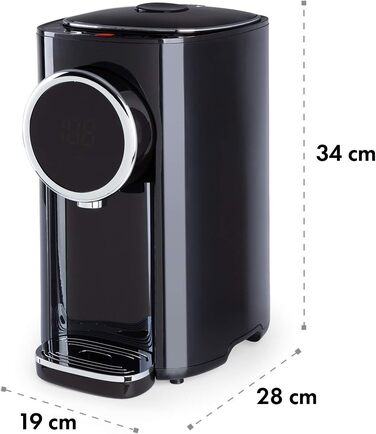 Кларстайн Hot Spring Plus - дозатор гарячої води, 5 л, LCD-дисплей, 45-95°C, нержавіюча сталь, захист від перегріву та сухого кипіння, дитячий замок, чорний