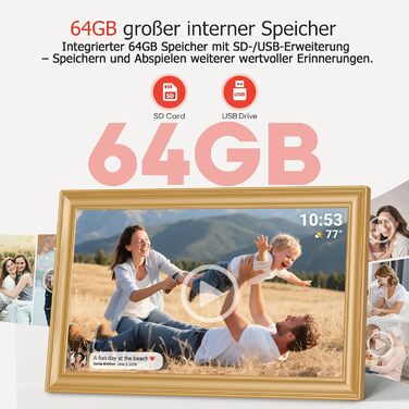 Цифровий фоторамка Frameo 10.1 дюйми, IPS, HD 1280x800, 32GB, Wi-Fi, автоповорот, Frameo App