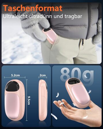 Електричні грілки для рук DDKJ - 2 шт. з LED-дисплеєм та 3 рівнями нагріву. Підзаряджаються, багаторазові, для дітей, чоловіків та жінок.