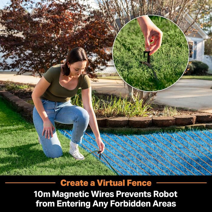 Газонокосарка-робот LawnMaster VBRM18AMIDR без обмежувального дроту для газонів до 500 м², акумулятор 2Ah, оптична навігація, уникнення перешкод, автоматична зарядна станція, функція заборонених зон, WiFi і Bluetooth керування через додаток