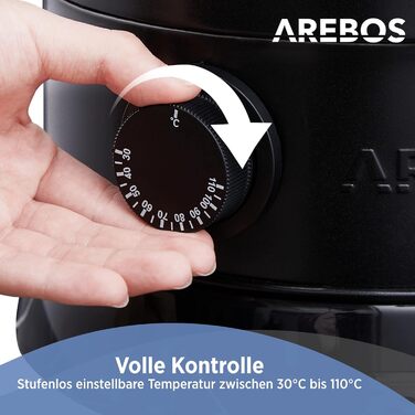 Електричний глінтвейновий котел Arebos 950 Вт | Глінтвейновий диспенсер | 8,8 л | з піддоном, краном, термостатом та захистом від перегріву | Регулювання температури 30-110°C | Чорний