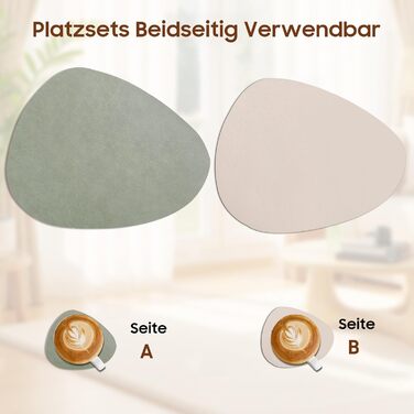 Набори підтарілок YIHELU: 6 шт., овал, зелено-кремовий, з екошкіри, миючіся, неслизькі, для кухні та їдальні