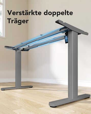 Регульований стіл-підставка HUANUO з безщітковим мотором, вантажопідйомність 100 кг, для стільниць 110x200 см (сірий)