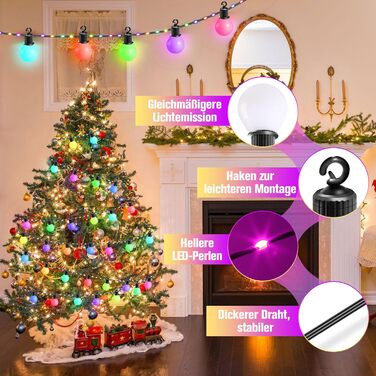 LED гірлянда B-right 12.5м RGB з пультом, IP65, 20 G40 лампочки для декору приміщень та вулиці, на Різдво, Хелловін, балкон, дитячу кімнату, сад