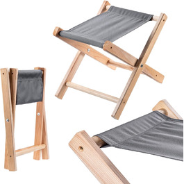 Складаний табурет KADAX, дерев'яний табурет 120x120x18 см, складаний стілець до 100 кг навантаження, складаний стілець для саду, балкона, тераси та кемпінгу, табурет (сірий)