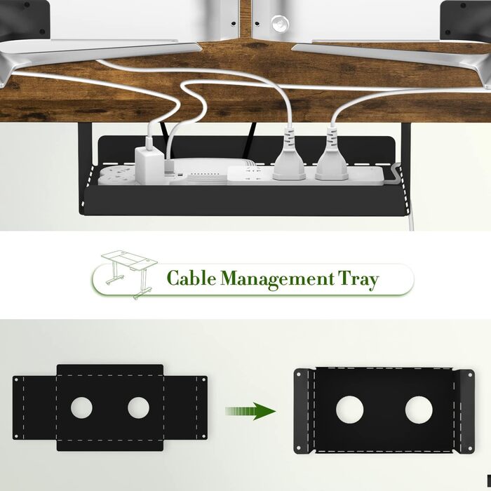 Електричний регульований стіл JUMMICO 160x80 см з підзарядною станцією, білий/коричневий, з кабелеуправлінням