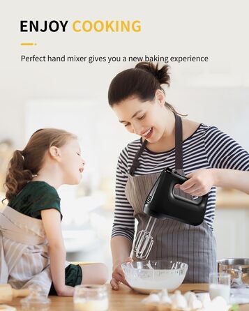 Електричний міксер ручний 6 швидкостей + турбо, без розбризкування, з набором аксесуарів з нержавіючої сталі, 400W, тихий мотор, великий об'єм