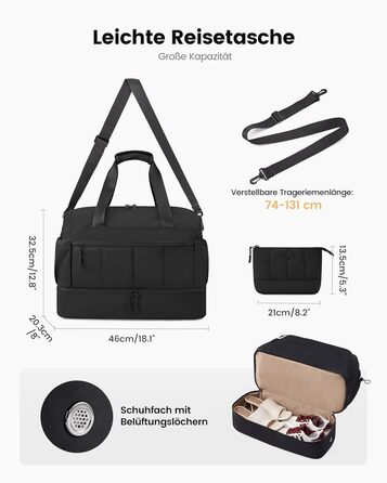 Сумка-трансформер LOVEVOOK для подорожей: жіноча, легка, 30L, водонепроникна, з відділенням для взуття, для авіаперельотів, спортзал, клініка, пологовий будинок