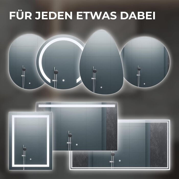 LED дзеркало для ванної кімнати BR Bringer, діаметр 80 см, з підсвічуванням, антизапарюванням, регулюванням яскравості, 3 кольори світла, сенсорне управління, пам'ять, модель BRRS201