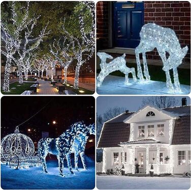 Гірлянда святкова 100м, вологостійка, для дому та саду, з пультом, 8 режимів, біла