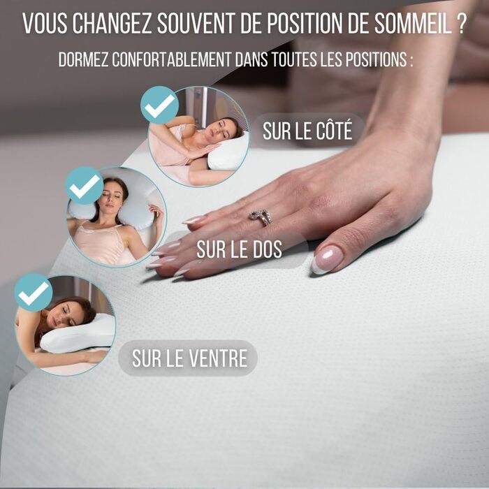 Дитяча подушка Inphysio з Memory Foam - бамбукова тканина, гіпоалергенна - для комфортного сну - ергономічна подушка для шиї - 50 x 30 x 5,5 см (Білий - Pure Schmetterling)