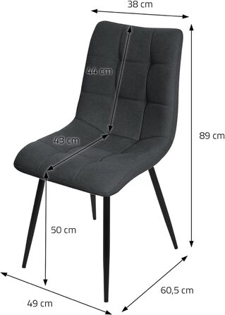 Крісла для їдальні ML-Design: комплект з 4 шт., антрацит, з м'яким сидінням та металевими ніжками. Підходять для їдальні, вітальні, кухні, офісу.