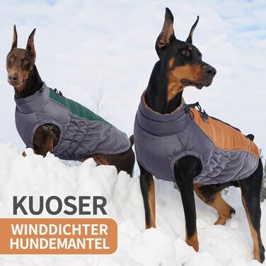 Зимова куртка для собак Kuoser, тепла куртка для собак, водонепроникна, флісова зимова куртка, коричнева, S