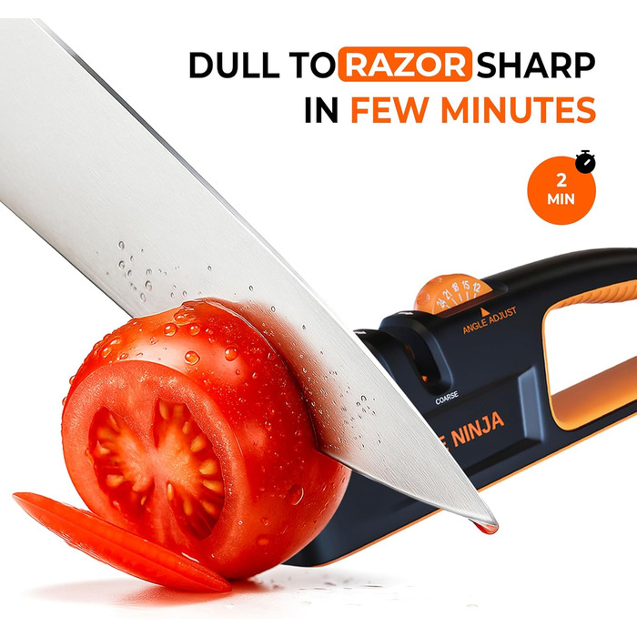 Точилка для ножів Sharp Pebble Orange Ninja з 5 регульованими кутами, преміум-якість – ручна точилка для кухонних та кишенькових ножів