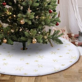 Різдвяна ковдра під ялинку Joyue 90 см біла з золотими сніжинками