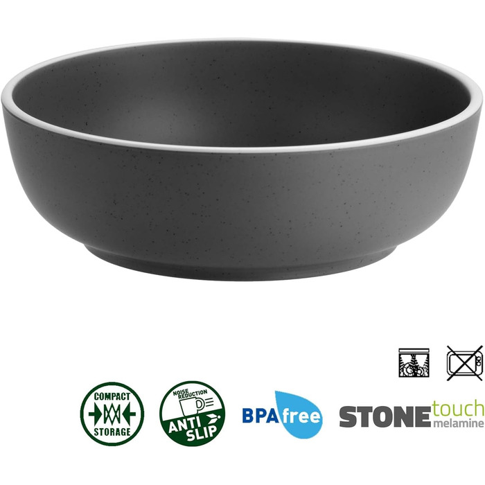 Набір посуду BRUNNER Melamin Camping | 12 предметів - тарілки та миски для 2-4 осіб | DOLOMIT Midday - Стійкий до подряпин, штакельний набір 12 предметів