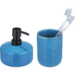 Набір аксесуарів для ванної кімнати Дозатор мила з 2 частин Керамічна зубна щітка Кружка синього кольору