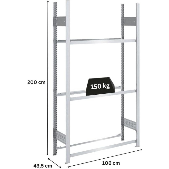 Стійка для шин PROREGAL PROEGAL - 200x106x43 см, 3 яруси, 150 кг навантаження, оцинкована, для гаража