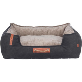 Лежак для собак BE Nordic Fhr 60x50 см, чорний/пісочний - лежак для маленьких та великих собак - затишний та миється