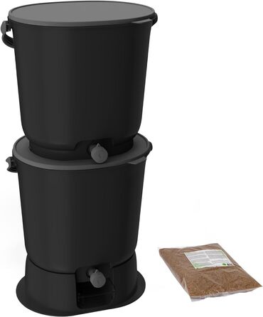 Ефективний органічний відро для сміття для кухні Стартовий набір Bokashi Bucket і ферментаційні мікроорганізми Без запаху та екологічність Легка ферментація (чорна)