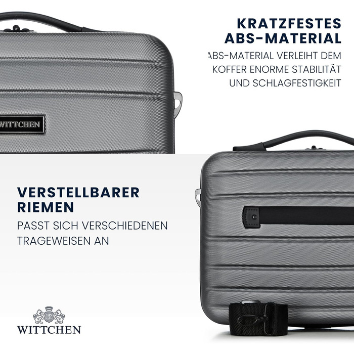Валіза ручної поклажі WITTCHEN Globe Line сірого кольору з ABS-пластику та кодовим замком | 25 x 33 x 16,5 см | Підходить для Lufthansa, Eurowings, Ryanair, Condor, Discover Airlines