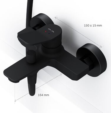 Змішувач для ванни X-Joy X-Joy FXA10022 чорний матовий з виливом, одноручний | Змішувач для ванни та душу