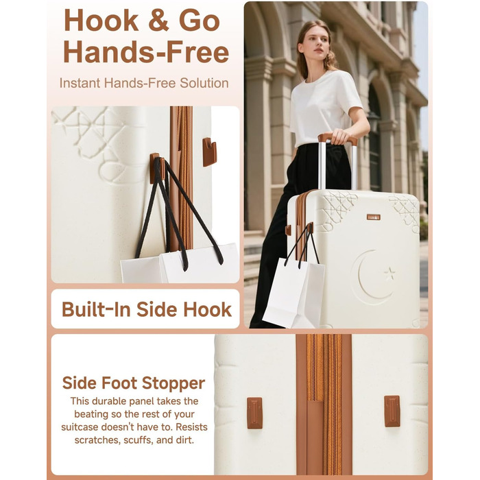 Набір валіз Sea Choice 3 шт. з жорстким корпусом, розширюваний, легкий, з TSA замком, бежевий