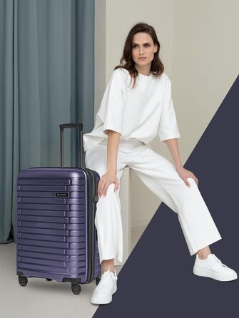 Набір валіз Pactastic Hartschalen 3-в-1: поліпропілен, розширювані, з TSA-замком (фіолетовий металік)