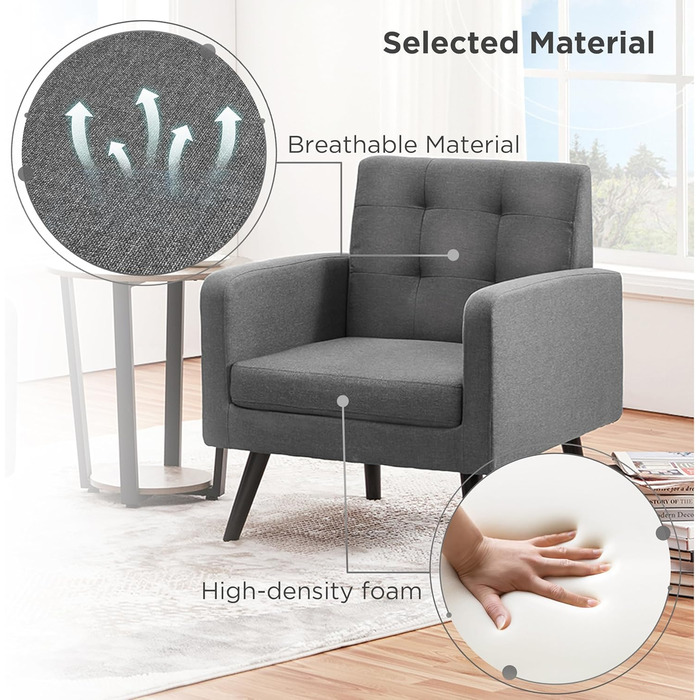 Крісло-мішок Yaheetech з підлокітниками, комфортне та сучасне, крісло для телевізора, крісло-релакс, для вітальні, клубу, софа, вантажопідйомність 136 кг, темно-сірий, поліестер