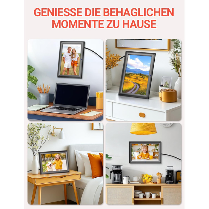 Цифровий фоторамка OBVHNUA 10.1 дюйма з IPS екраном (1280x800) та пультом, USB/SD (128GB), автоповорот, відтворення фото/музики/відео