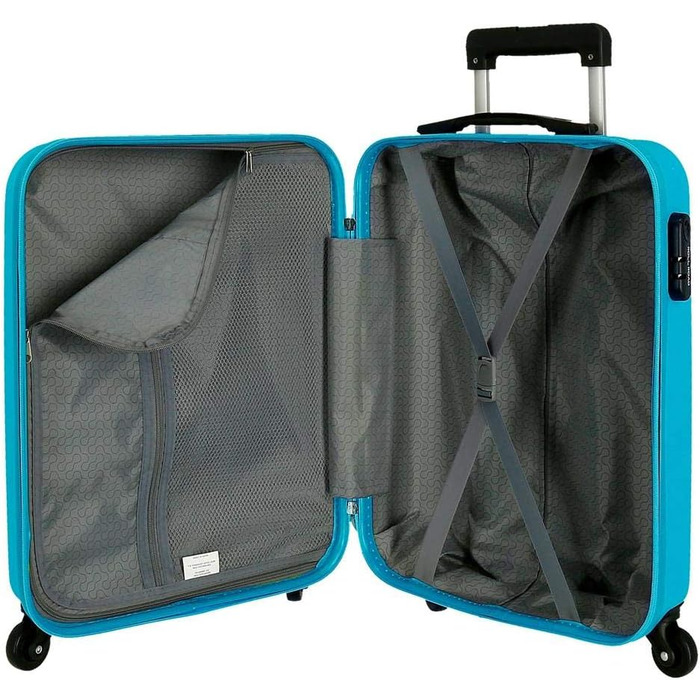 Валіза ручної поклажі Roll Road з ABS-пластику, кодований замок, 4 колеса, блакитний колір, набір