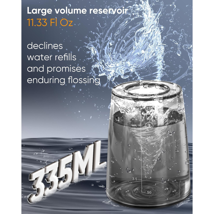 MySmile LP221 Бездротовий ірригатор для порожнини рота з UVC стерилізацією, 335 мл, портативний, OLED-дисплей, 4 режими, 8 насадок, чохол для дому та подорожей (перламутровий)