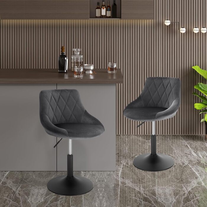 Крісло для туалетного столика WOLTU BH242bl-1, сіре, з підлокітниками, регульоване, обертове, для спальні, кухні, їдальні