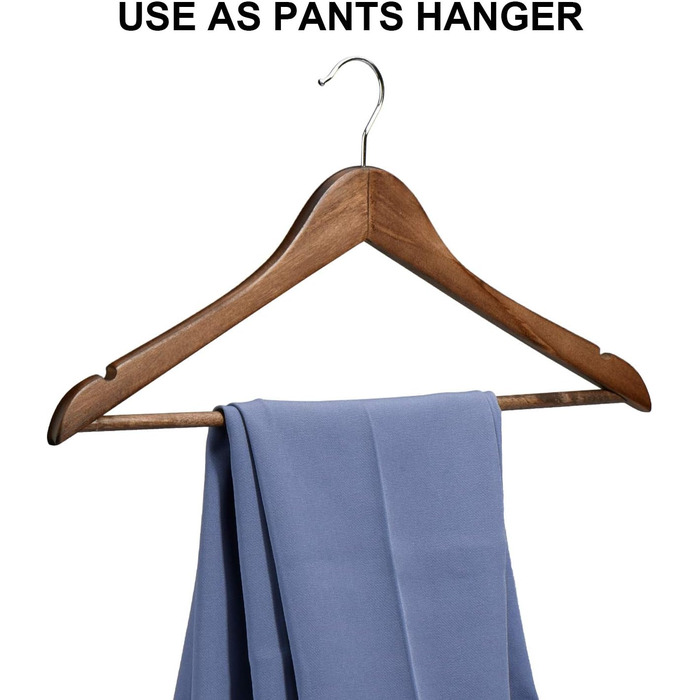 Дерев'яні вішалки для одягу HOUSE DAY, 20 шт., горіх, стабільні, обертаються, широкі (44,5 см)