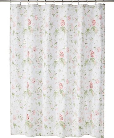 Штора для душу Laura Ashley, бавовна, квітковий візерунок, 182.9 x 182.9 см, Breezy Pink