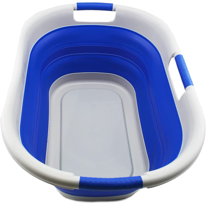 Складна Пластикова корзина для білизни SAMMART об'ємом 40 л, складна висувна корзина для зберігання / органайзер - портативний піддон для прання - компактна корзина для білизни (1, сірий / пурпурно-синій)