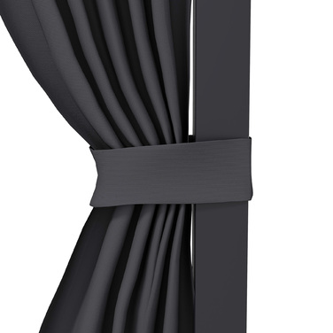 Пергола з ковзним дахом, з балдахіном, алюмінієвий каркас, темно-сірий колір, розміри 3,65 x 2,55 x 2,05 м