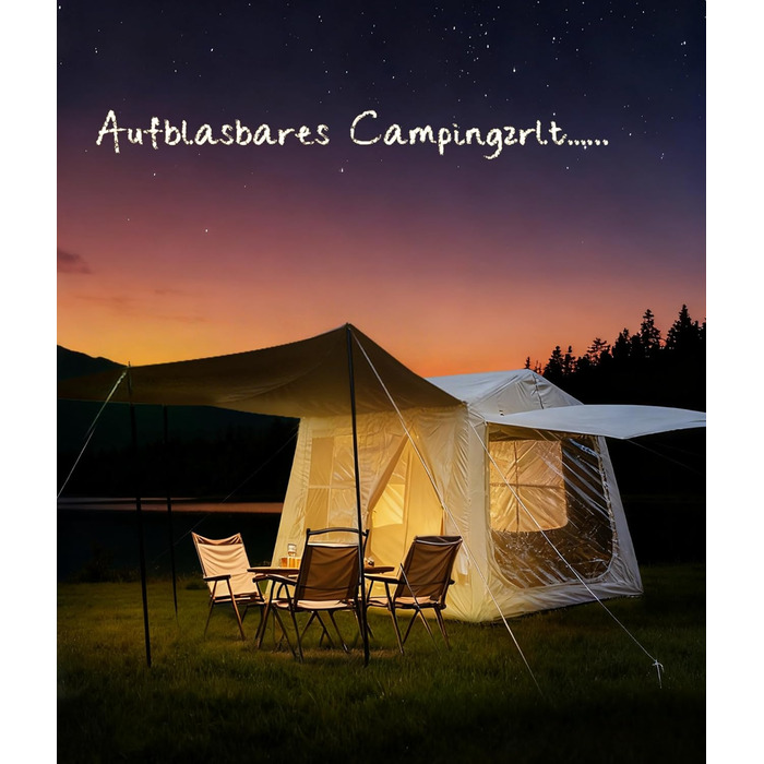 Надувний кемпінговий намет для 2-8 осіб 4 сезони Oxford, з повітряним насосом, швидке встановлення 270x270x200 см, з козирком