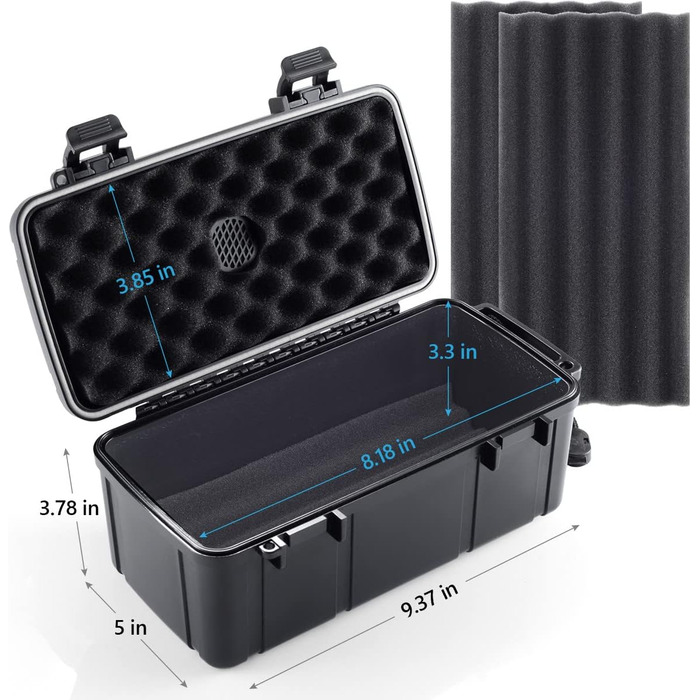 Портативний цигарний вологозбережувач (гумодор) у кейсі, водонепроникний, для 10 цигарок, розмір L (23,8 x 12,7 x 9,6 см)