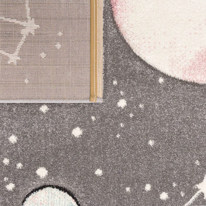 Домашній дитячий килимок TT, ігровий килимок з планетами і зірками, для дитячої кімнати сірого кольору, розмір (120 х 170 см)