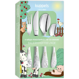 Дитячий набір посуду Kinderbesteck з гравіюванням імені, від 3 років, подарунок на хрещення/день народження, посуд для дітей, фермерський стиль