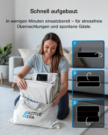 Надувне ліжко Active Era Luxus для 2 осіб з електричним насосом та інтегрованим подушками, 200 x 150 x 36.5 см - ідеально для кемпінгу та гостей