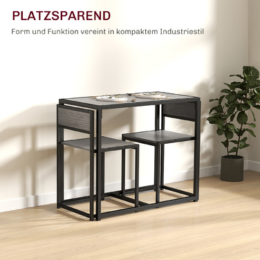 Комплект барних меблів (3 предмети): високий стіл та 2 стільці, 90 x 47 x 76 см, сірий